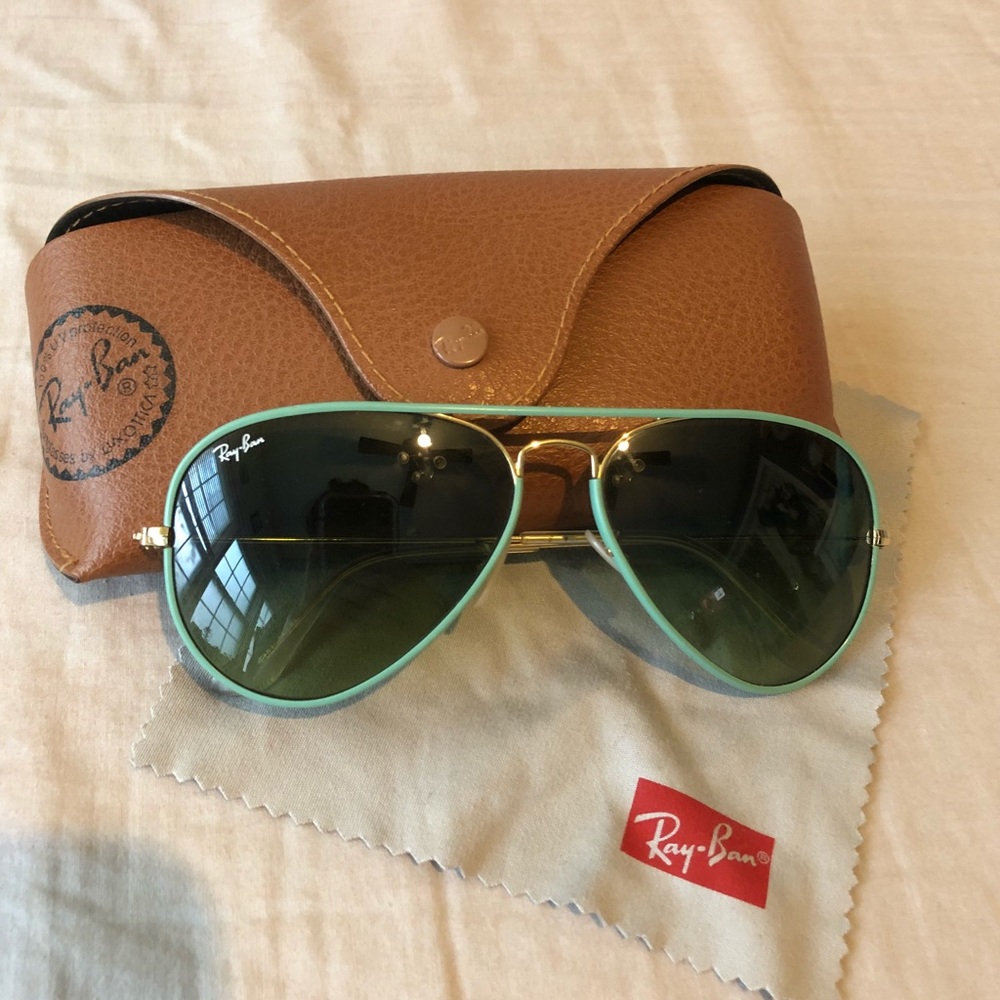 Teal/Gold Aviator Ray Bans